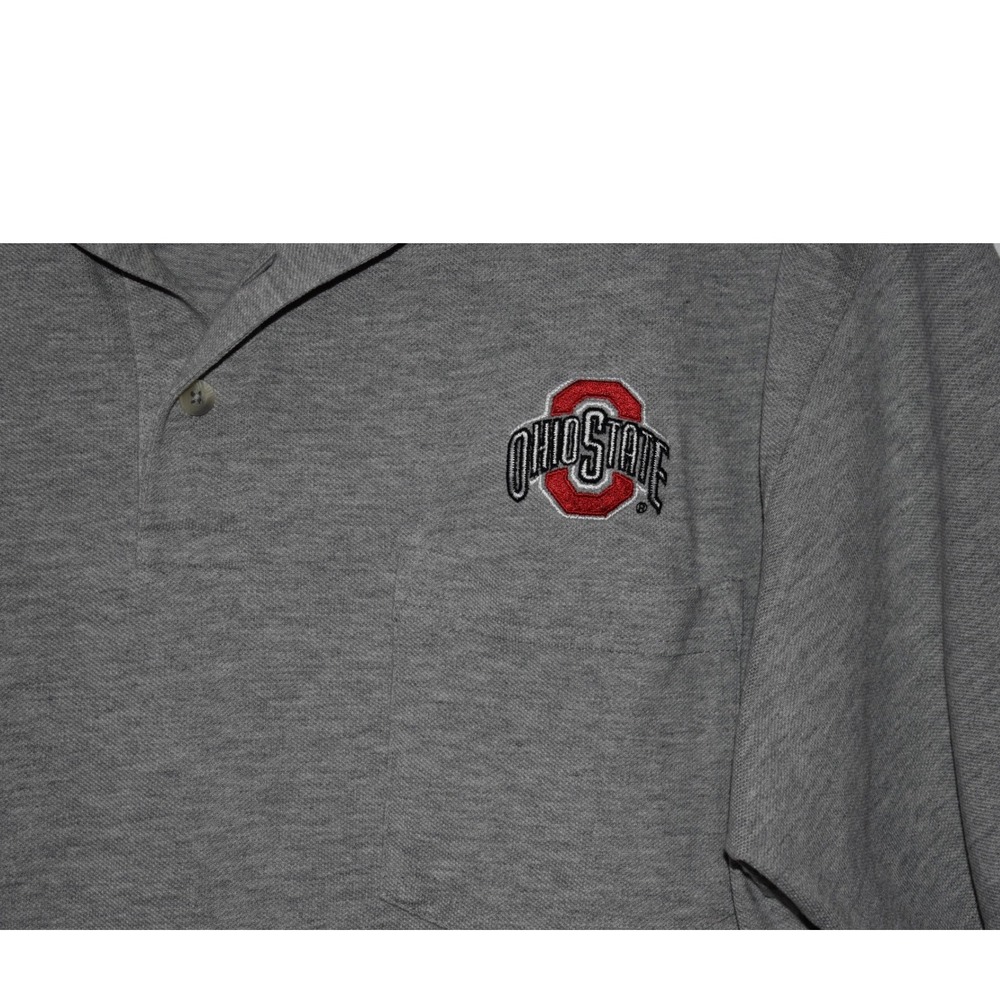 Enro Ohio State Buckeyes Polo Shirt Mens XL Gray Perfect Pique Cotton Pocket